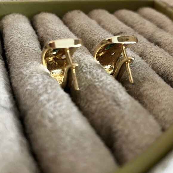 Unique Jeweled J Hoop Gold Earrings - Picture 3 of 3